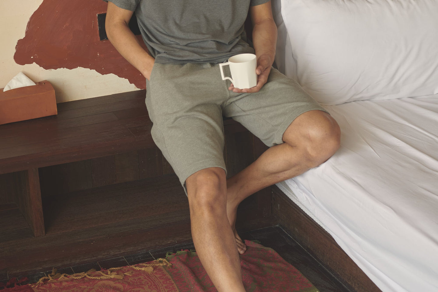 Men's Basics Organic Cotton Terry Shorts - Cloudburst Dark - Nest Designs