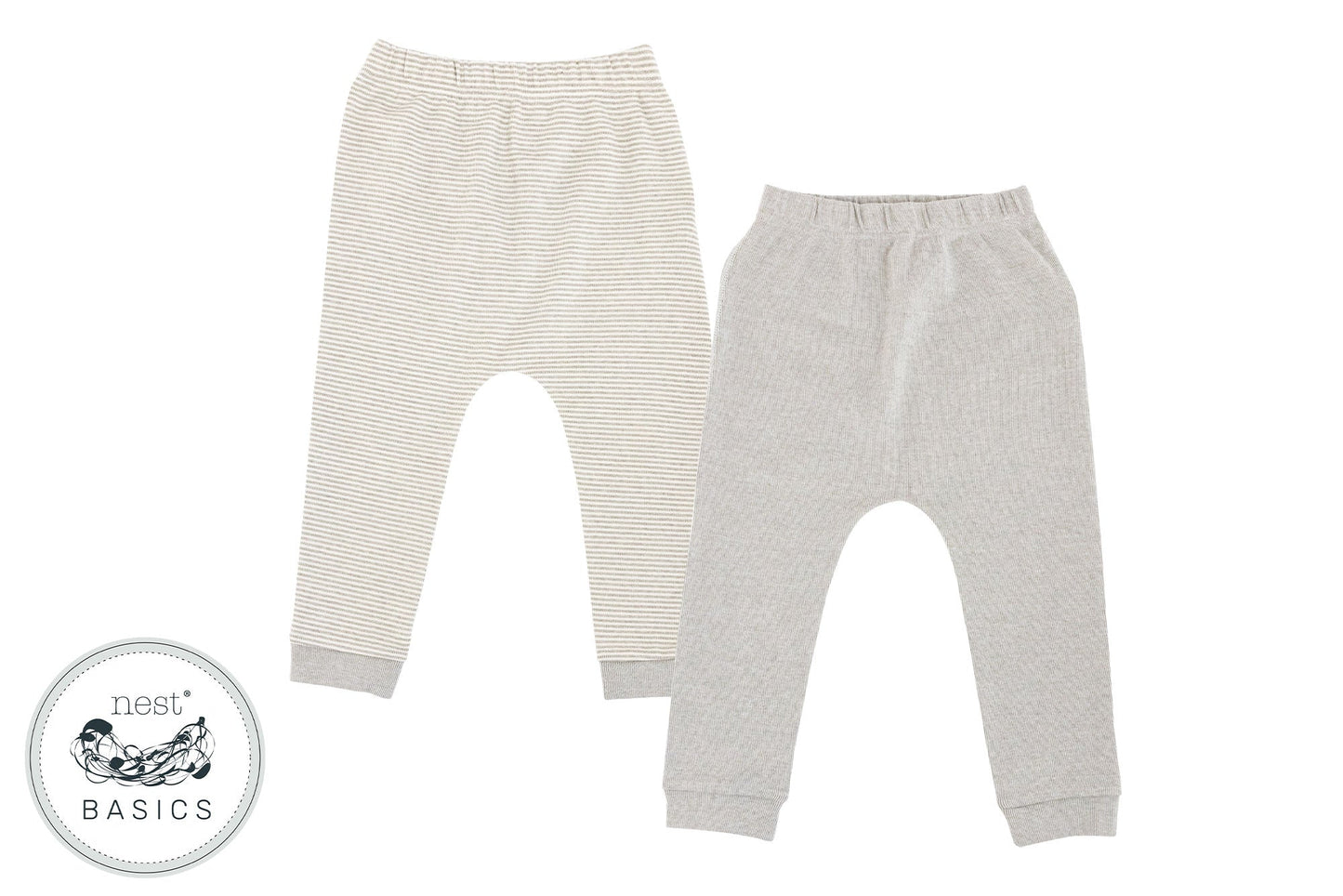 Basics Organic Cotton Ribbed Harem Leggings (2 Pack) - Dark Grey - Nest Designs