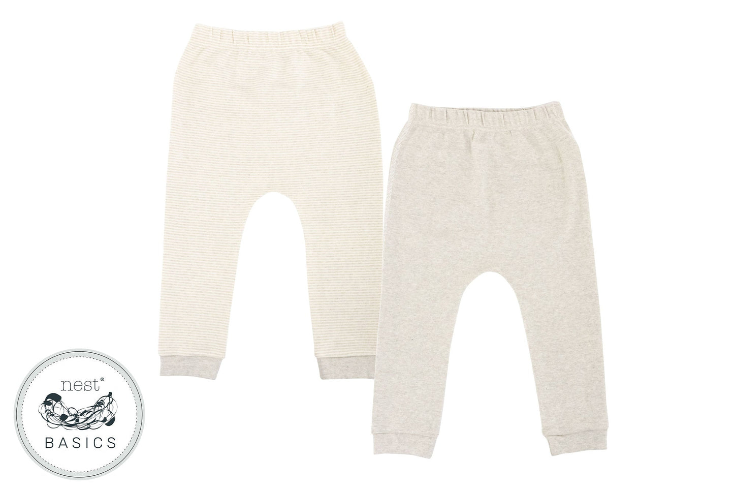 Basics Organic Cotton Ribbed Harem Leggings (2 Pack) - Light Grey - Nest Designs